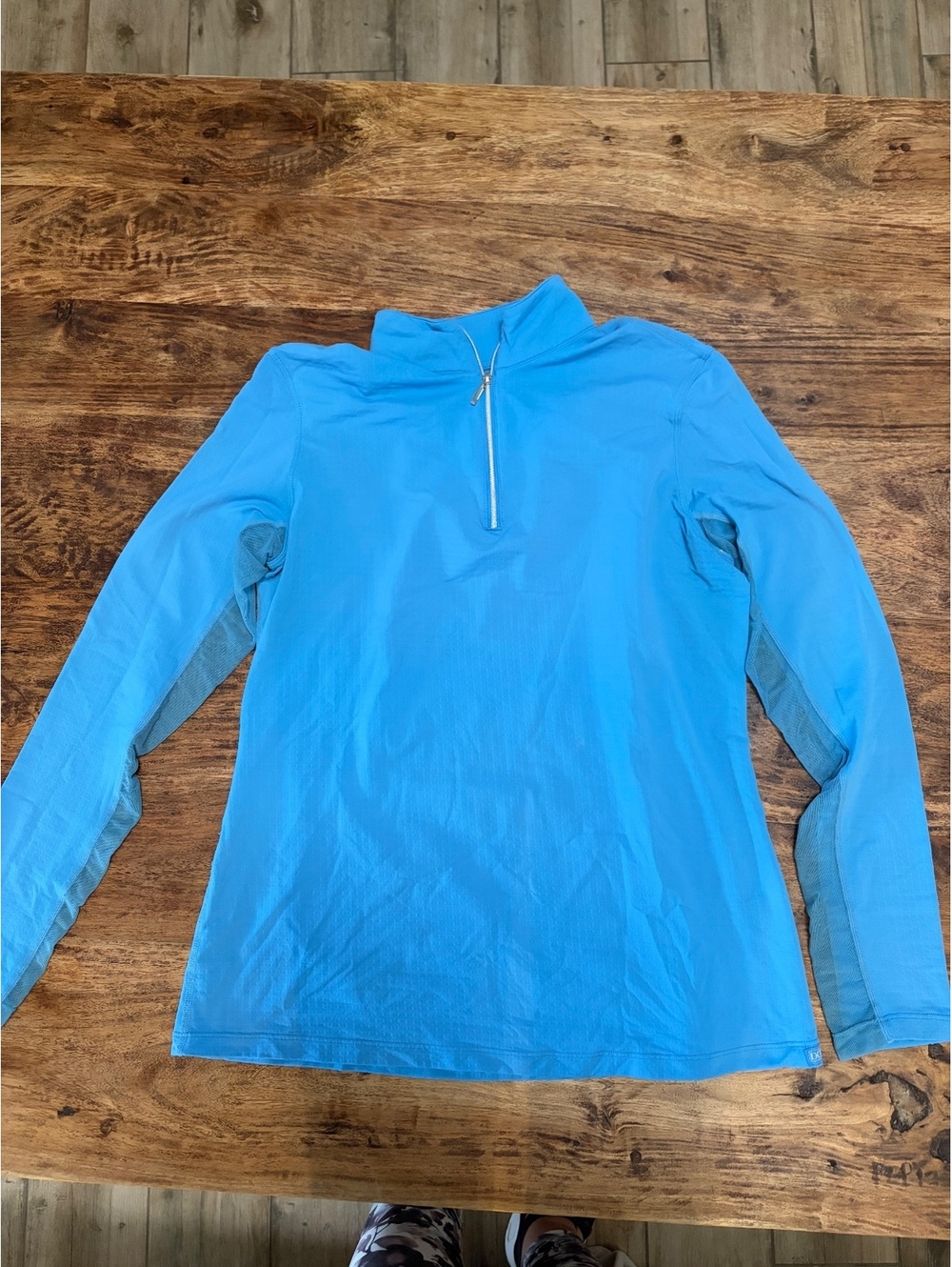 Dover Turquoise Blue Sun Shirt Mesh Long Sleeve Size Medium